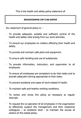 HOFCO Health and Safety Policy